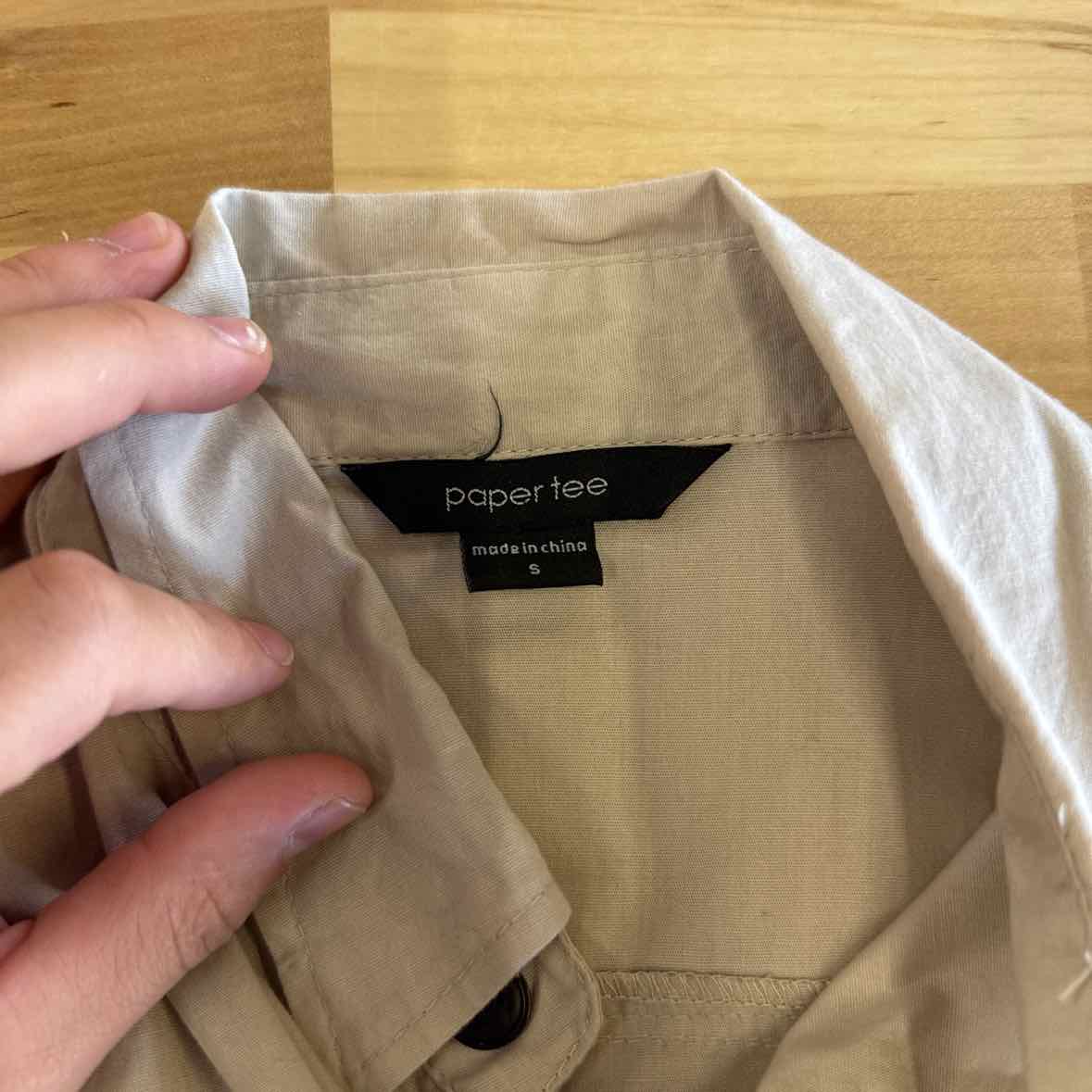 Super Tee Size S Tan Button Down Shirt