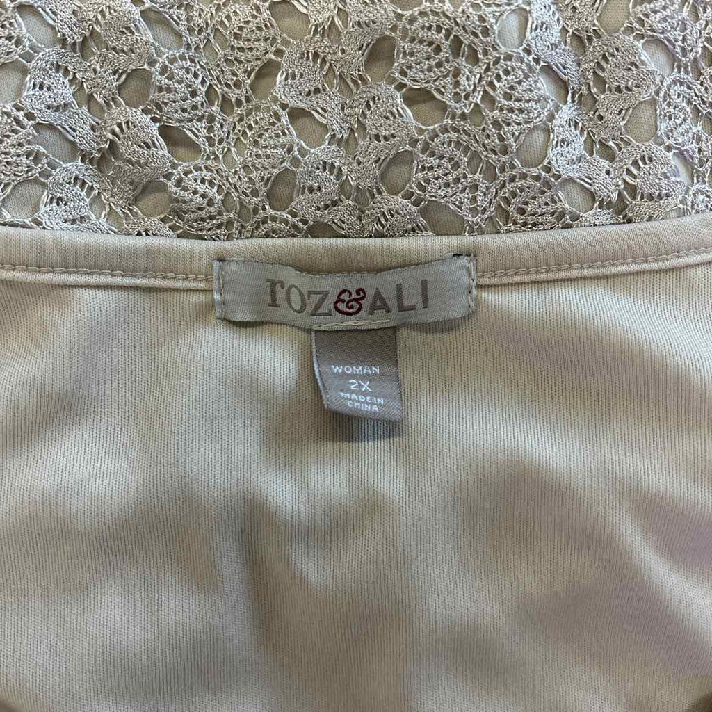 Roz & Ali Size 2X Beige Lace Preloved Blouse