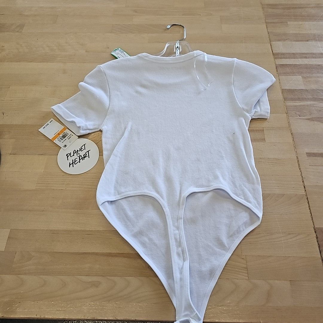 Planet Heart Juniors' Short-Sleeve Seamless Bodysuit - White