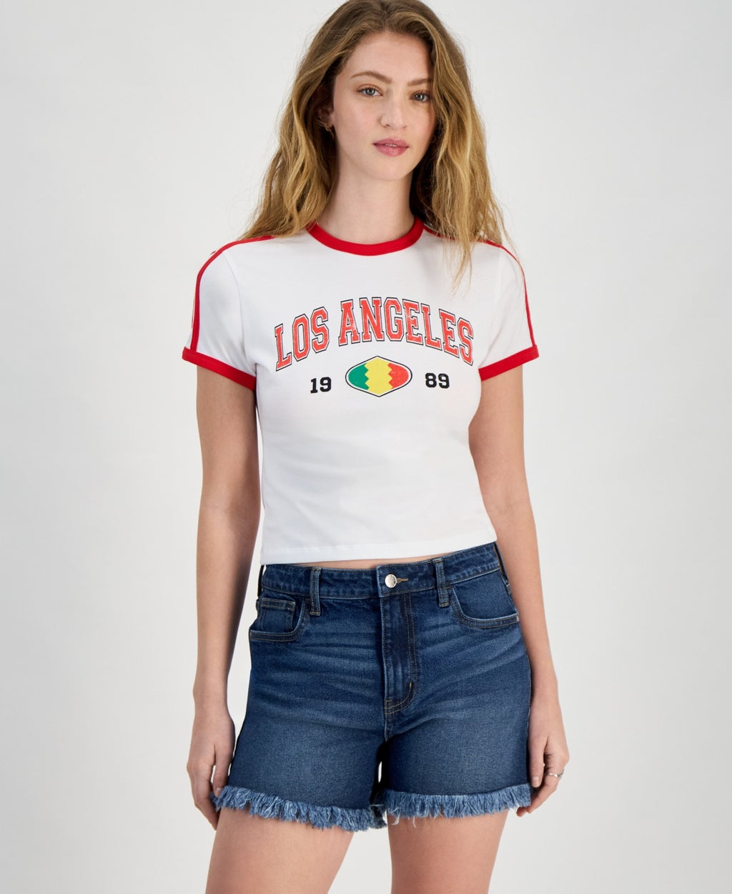 Grayson Threads Size L Los Angeles Ringer T-Shirt - Bright White