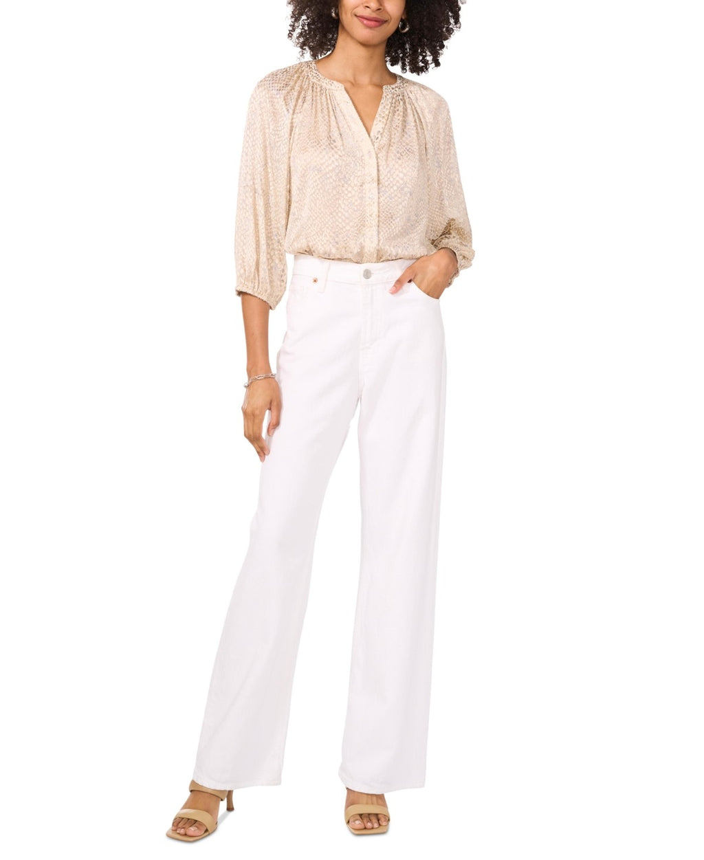 Vince Camuto Size 1X Beige Blouse