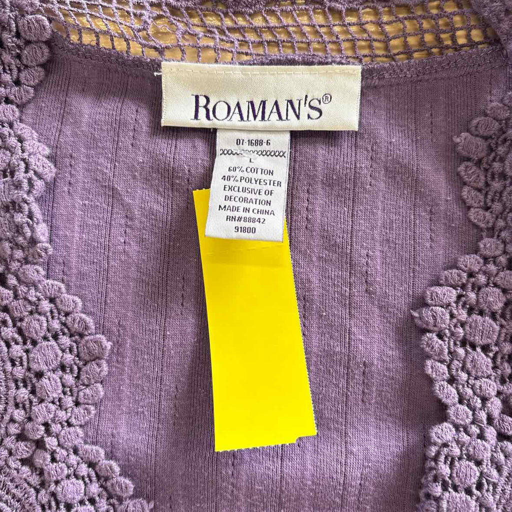 Roamans Size L Purple Cardigan