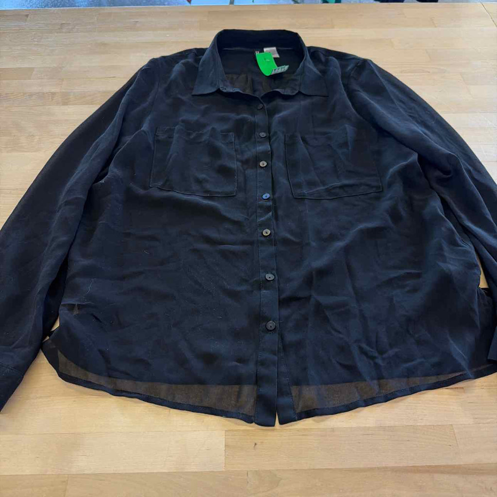 H&M Size 6 Black Sheer Preloved Blouse LS