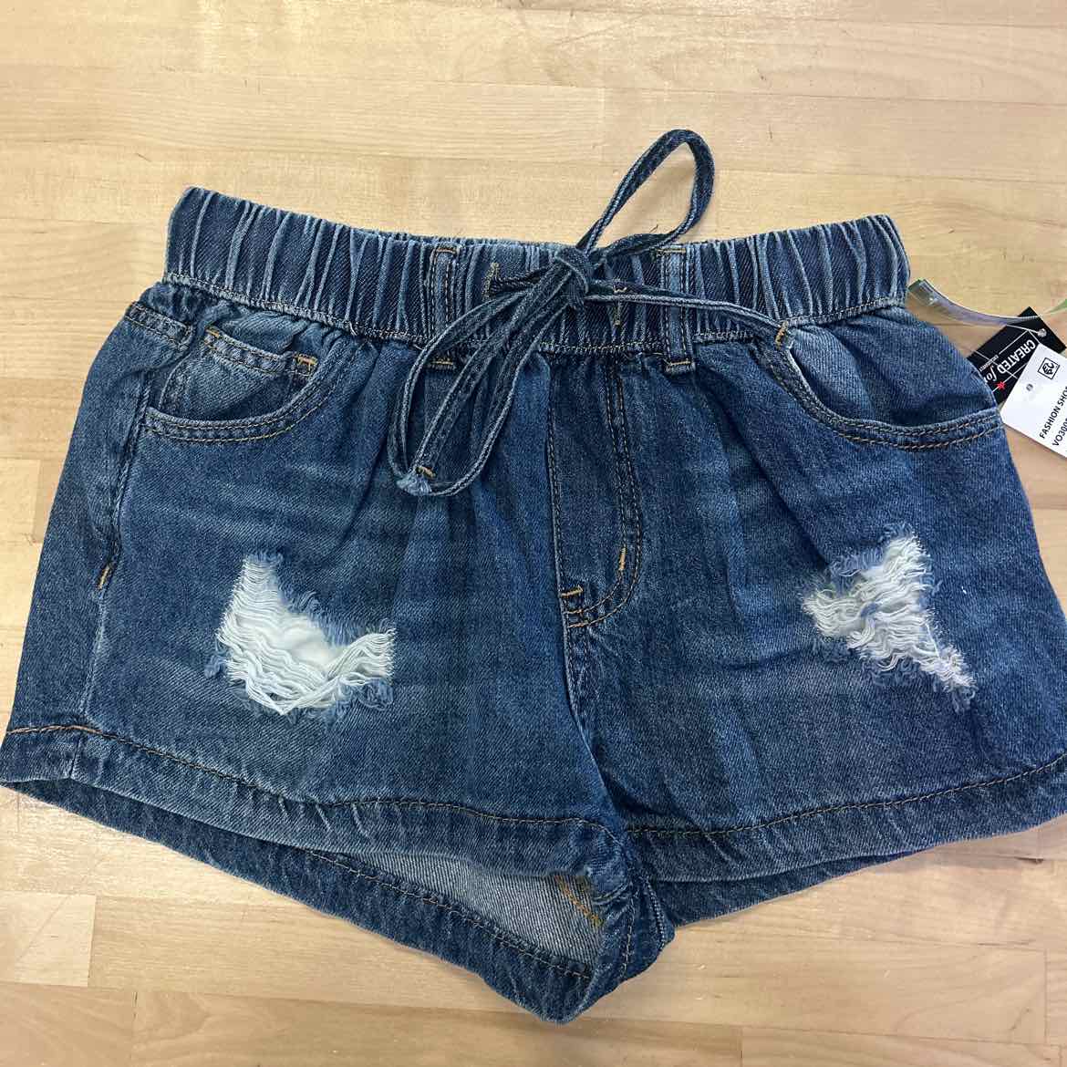 Indigo Rein Juniors' Distressed Drawstring Denim Shorts - Dark Wash - 1
