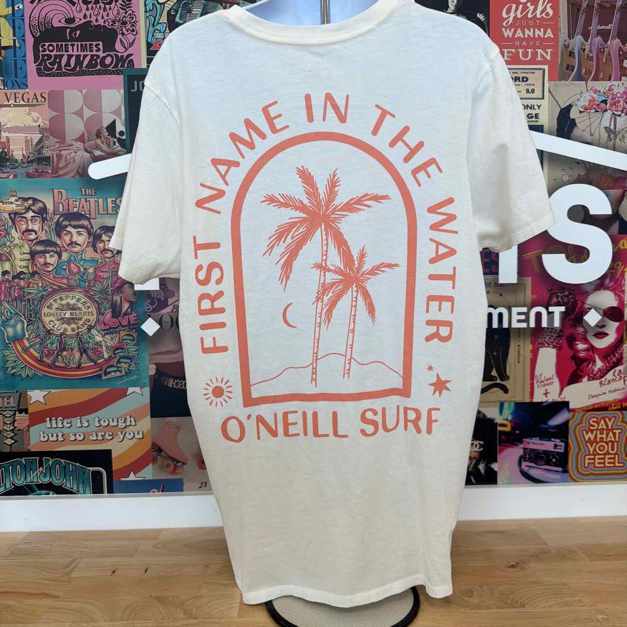 O'Neil Size S Byron Palms Cotton Crewneck T-Shirt