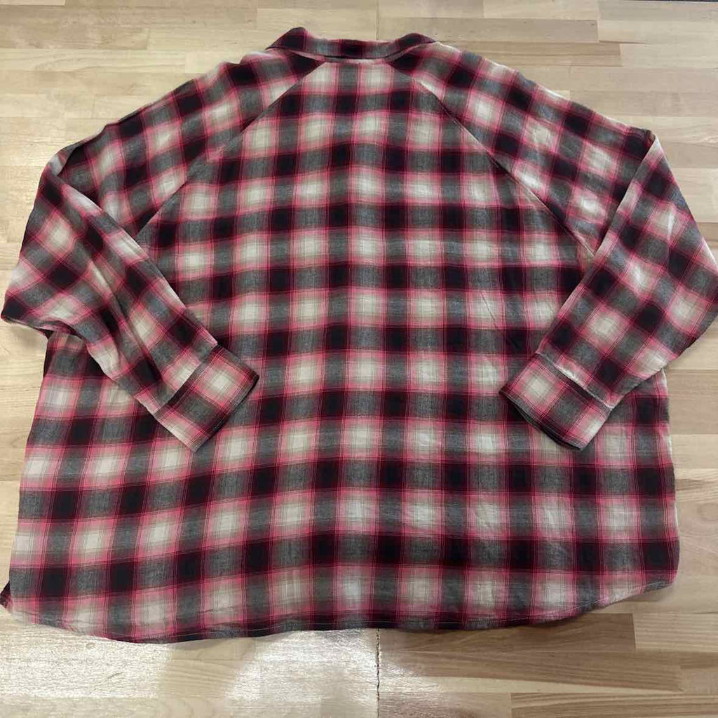 Levi's Size XXL Red & Pink Button Down Harrison Raglan Shirt -James Plaid Syrah