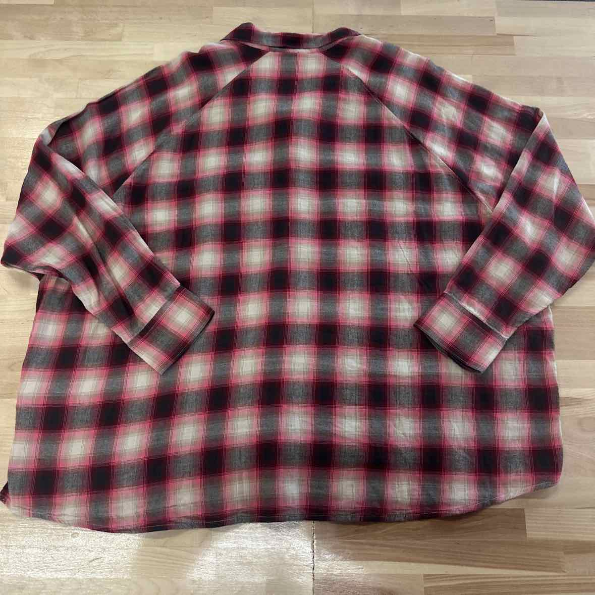 Levi's Size XXL Red & Pink Button Down Harrison Raglan Shirt -James Plaid Syrah