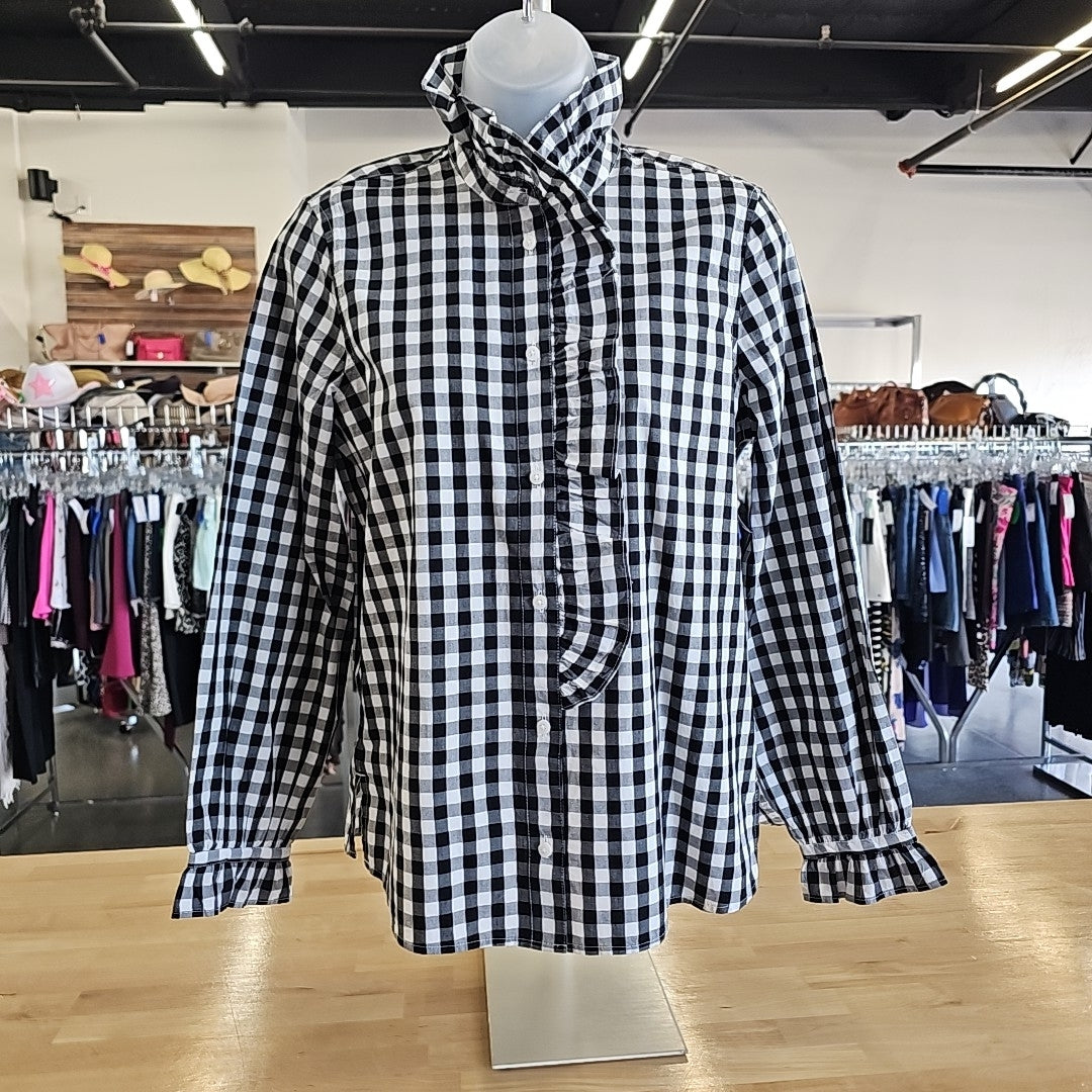 J Crew Size 0 BLACK & WHITE Button Down Shirt