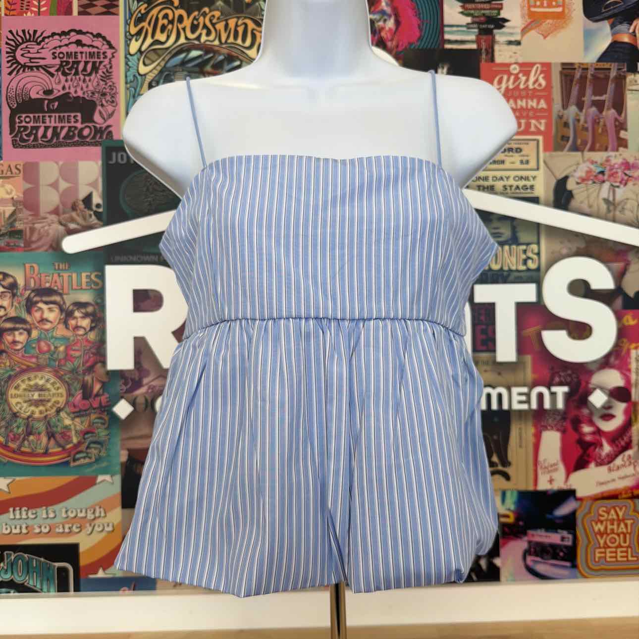 Madden Girl Size M Poplin Bubble Tank Top