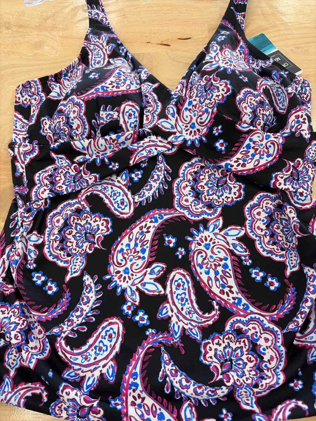 Swim Solutions Size 16  Paisley-Print Tankini Top- Dancing Paisley
