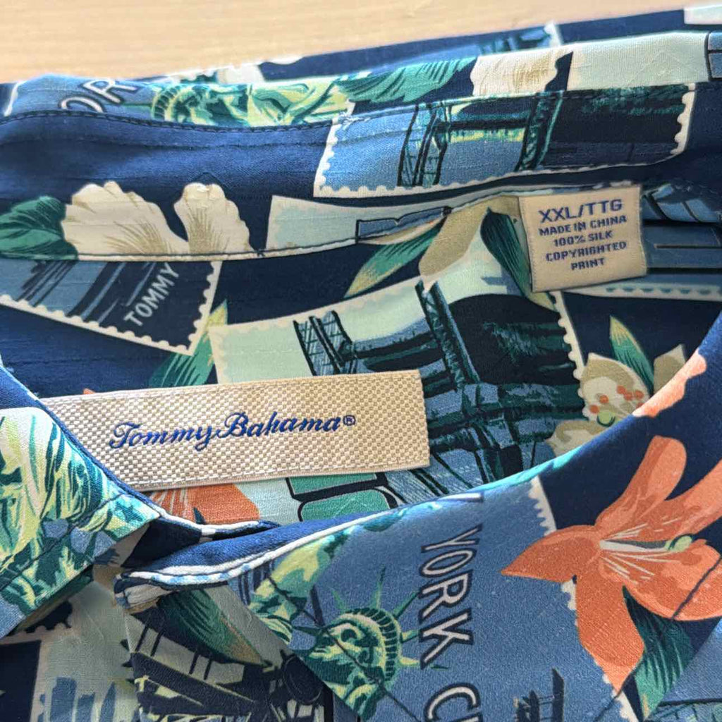 Tommy Bahama Size XXL Blue Preloved MENS Button Down Shirt