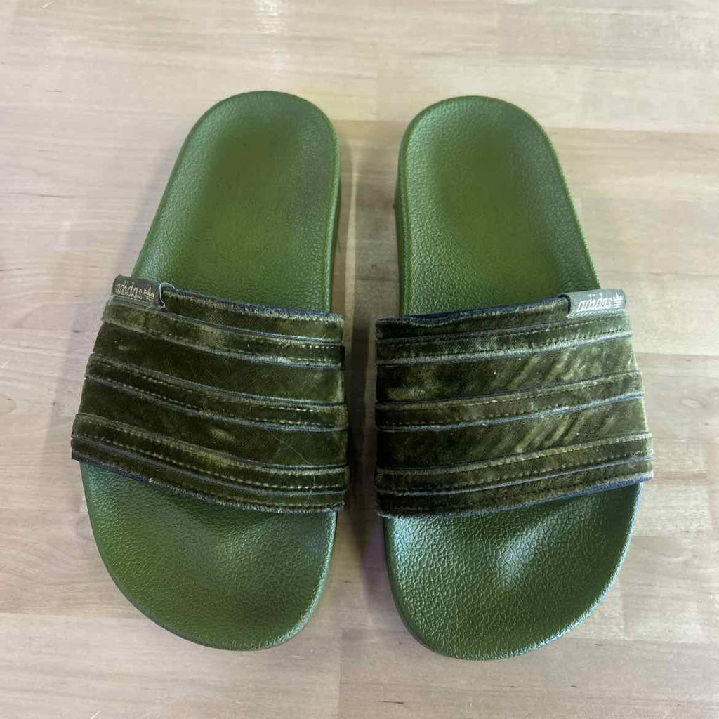 Adidas Size 5 Green Preloved Slides