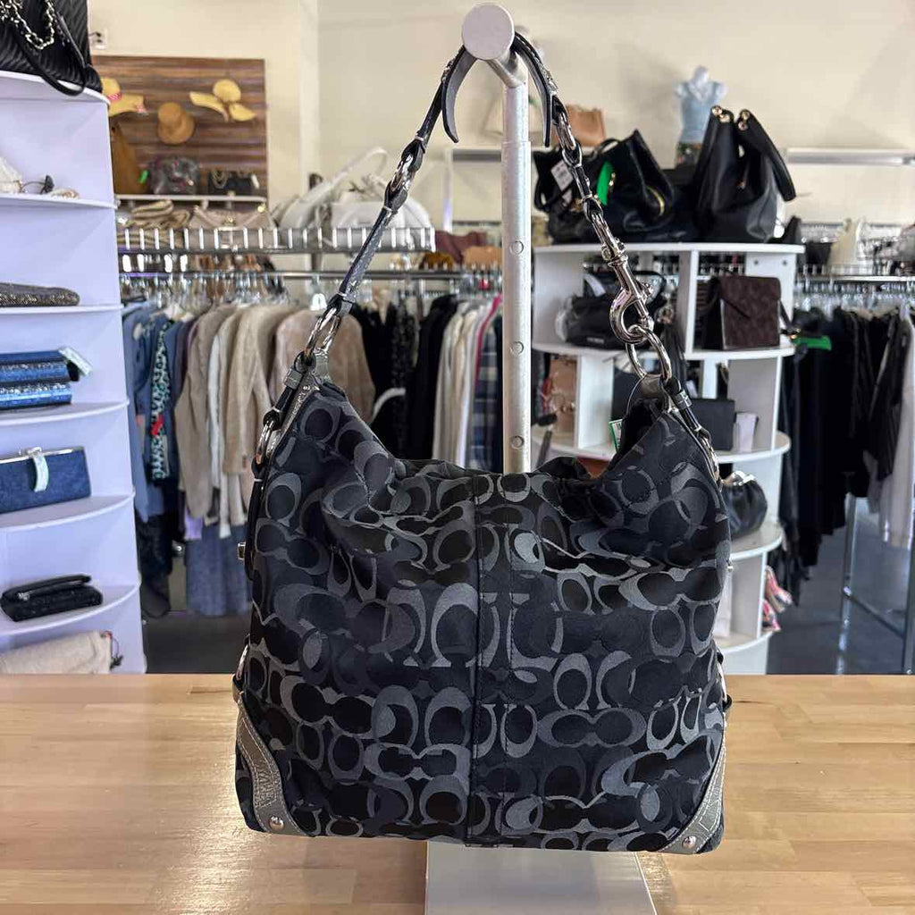 Coach Black/Gray Preloved Handbag
