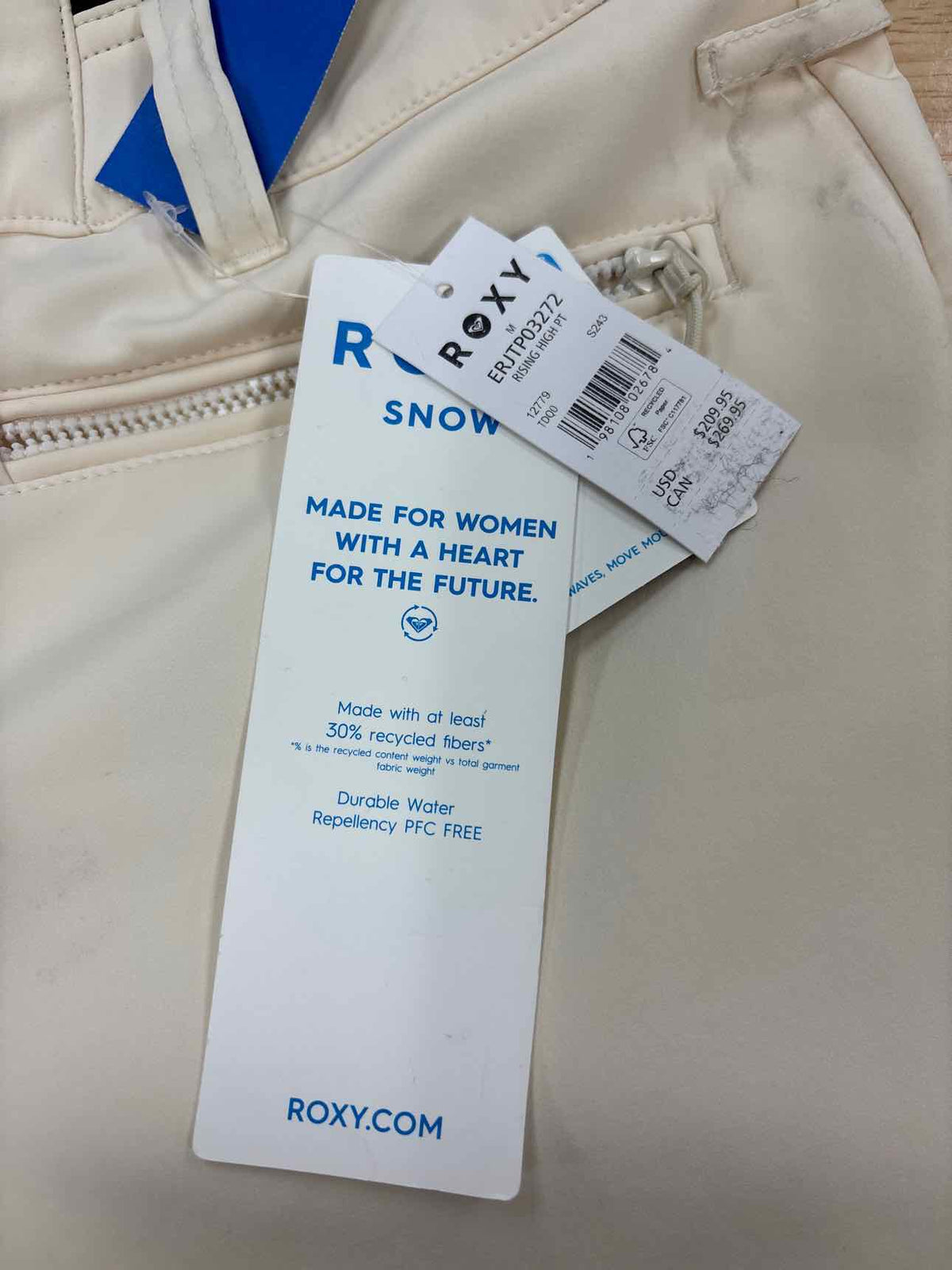 Roxy Size M Roxy Snow Pants Rising High - Buttercream