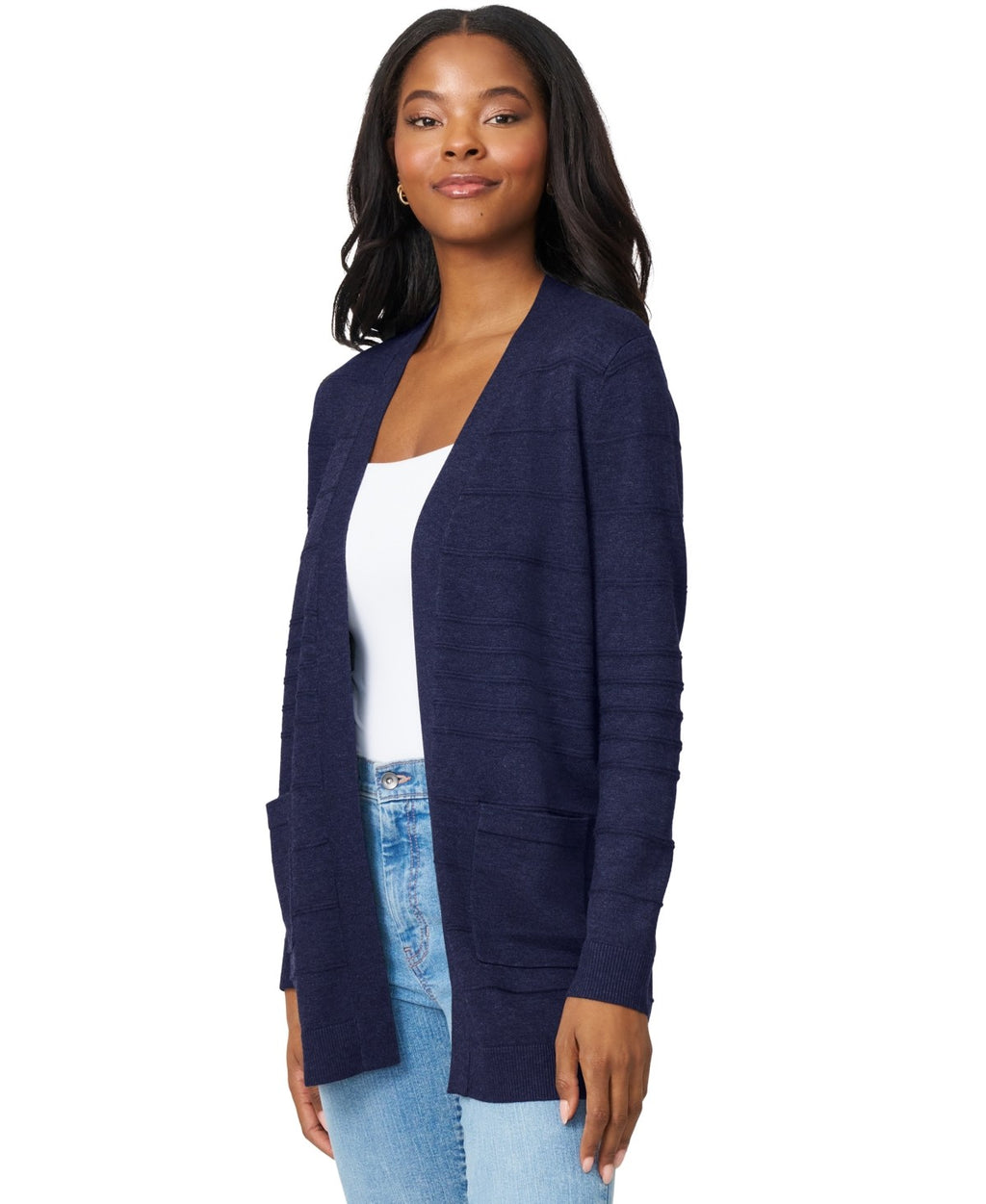 Melissa Paige Women's Ribbed Open-Front Long Cardigan