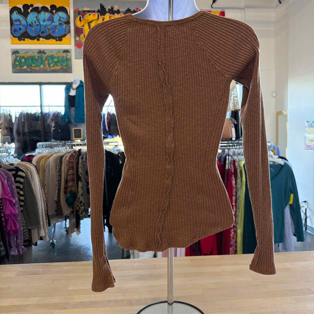 we the free Size XS Brown Ribbed Preloved Long Sleeve