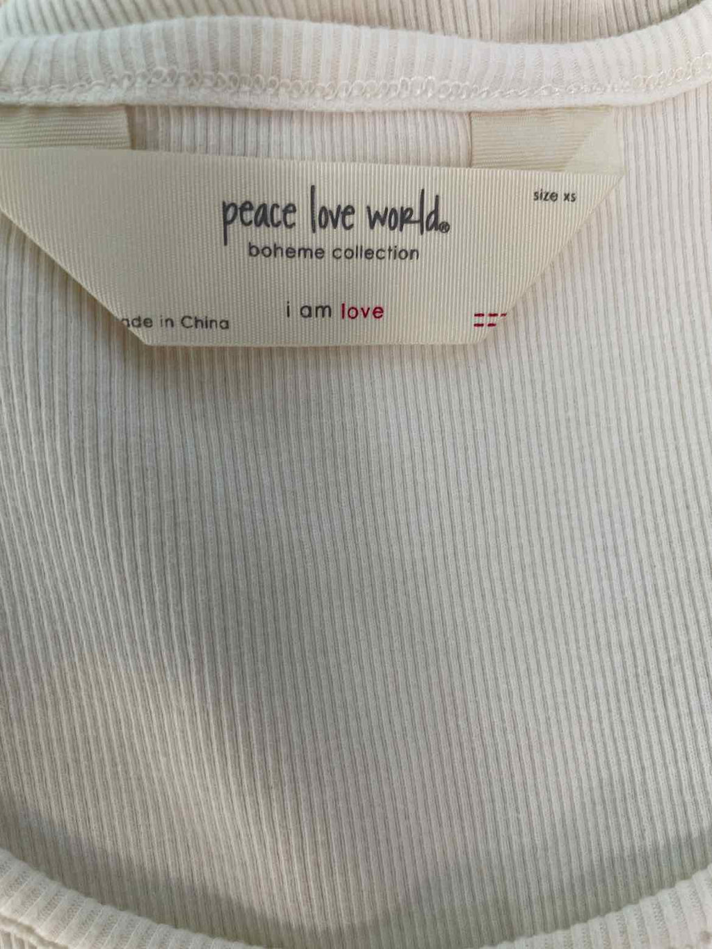 Peace Love World Size XS Cream Tank