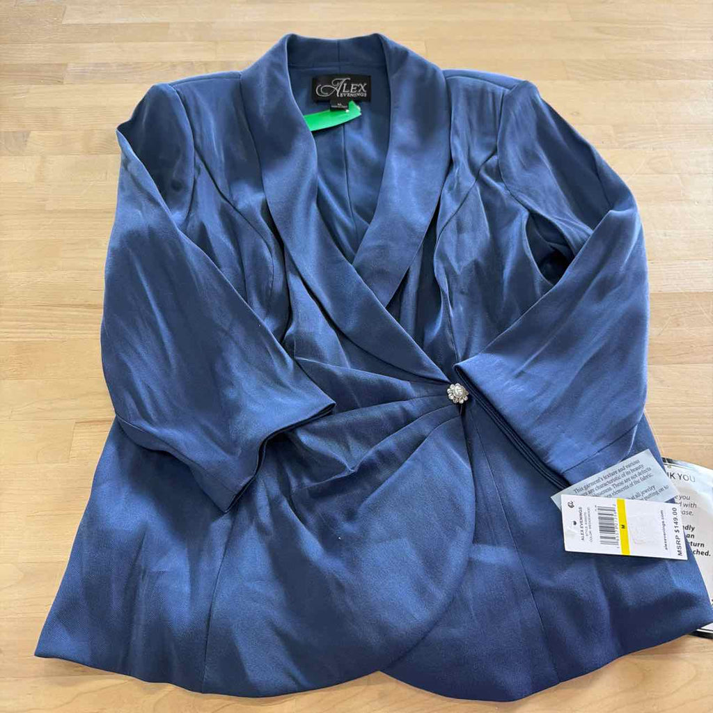 Alex Evenings Women's Structured Shawl-Collar Blouse - Wedgewood