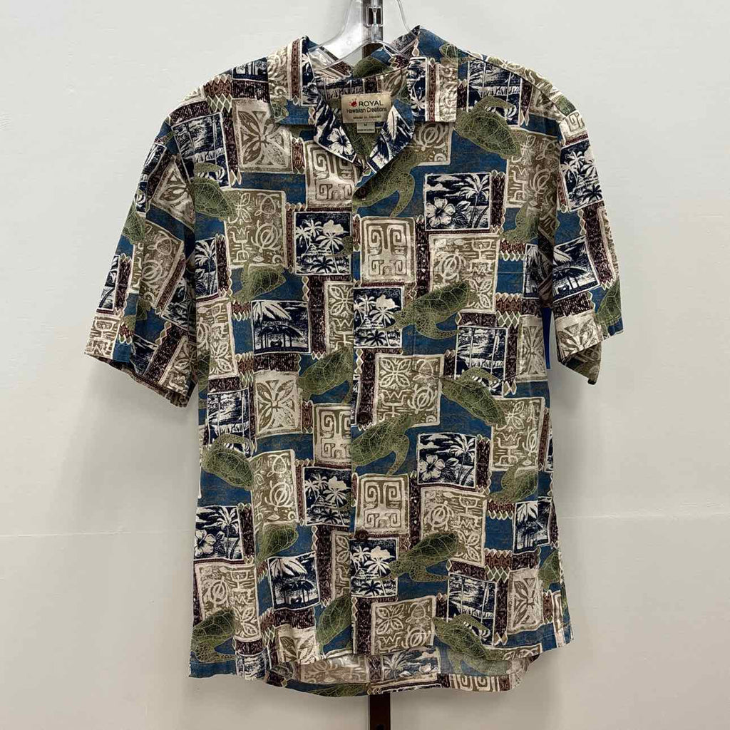 Royal Creations Size M Tan Preloved MENS Button Down Shirt