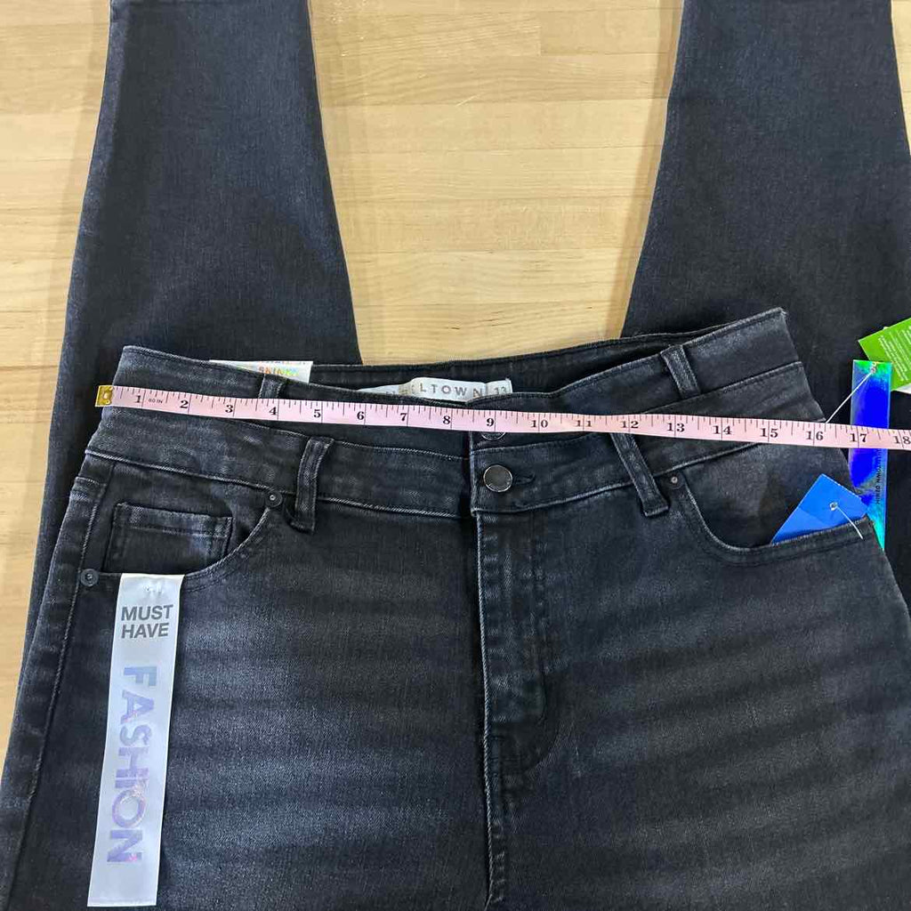 TINSELTOWN Size 13 High-Rise Double-Waistband Skinny Jeans - Black Wash