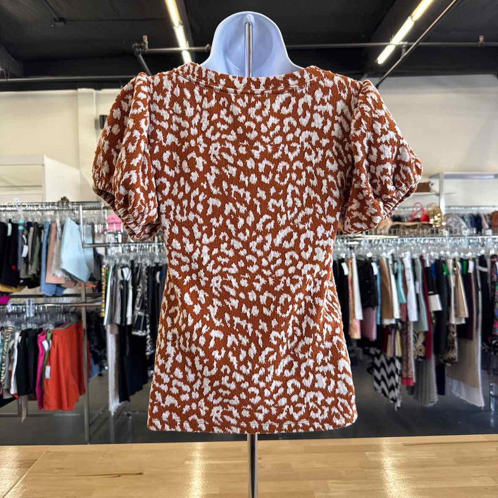 Free People Size S Orange & White Blouse