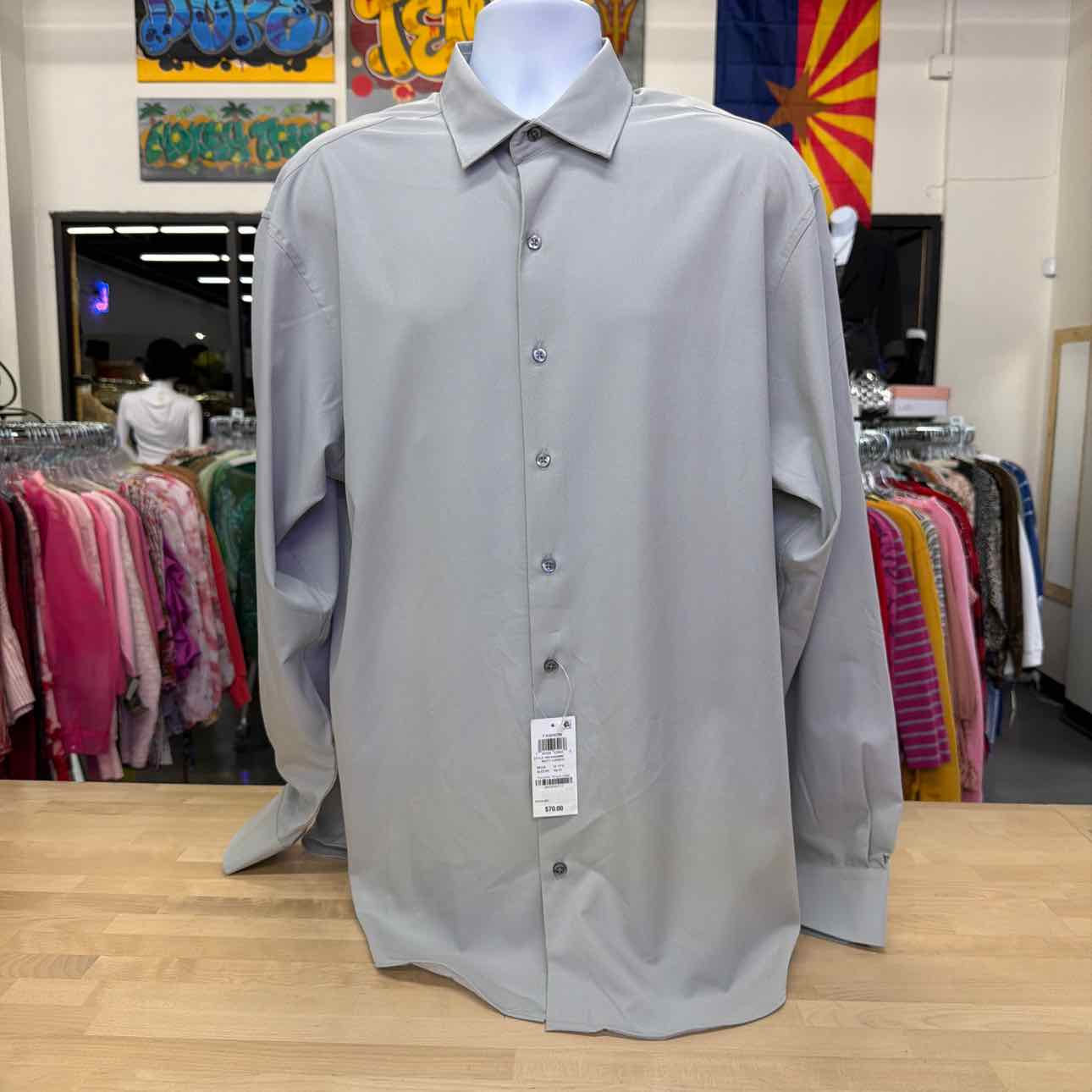 Alfani Mens Travel Ready Button Down Dress Shirt