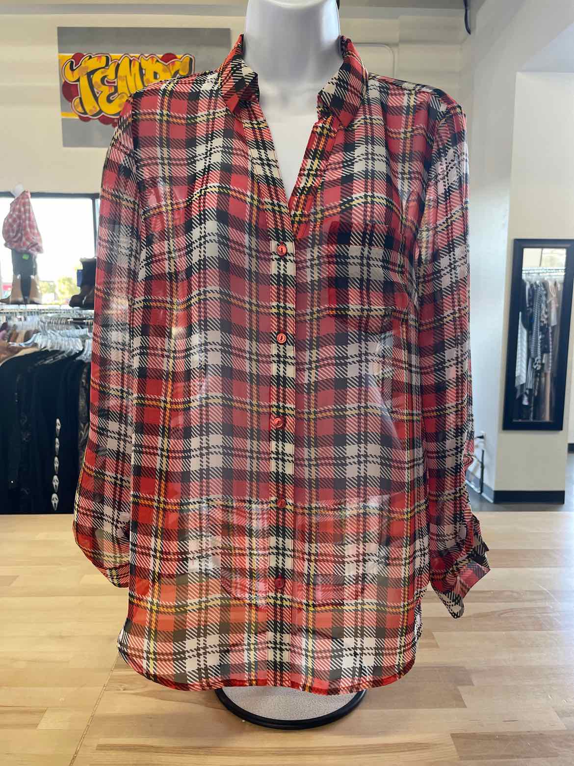 The Limited Size M Orange Button Down Shirt