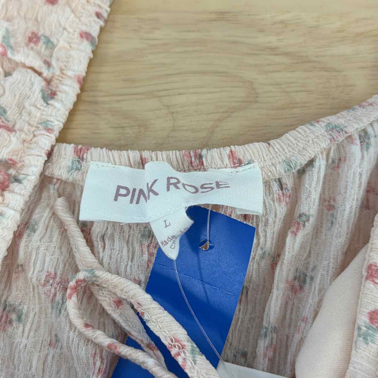pink rose Size L Floral Printed Sleeveless Peplum Top - Blush Floral