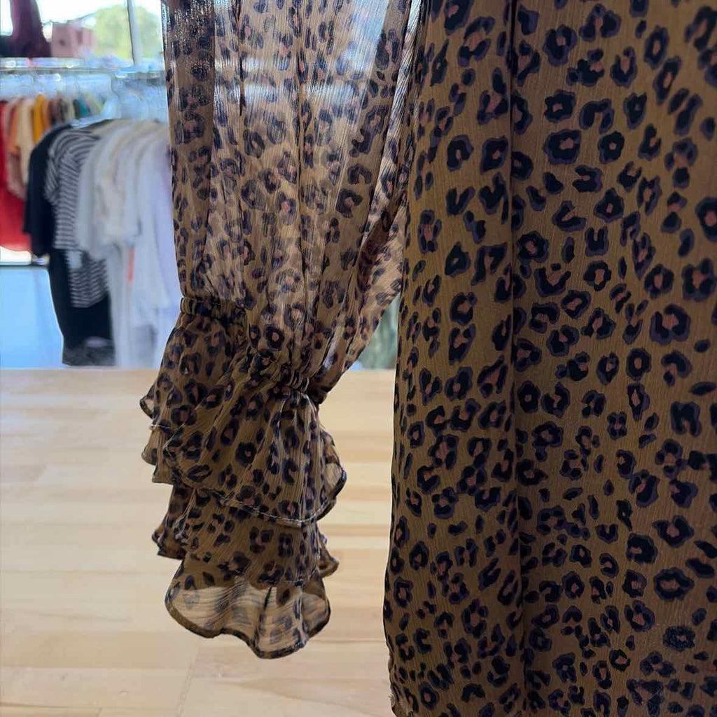 CeCe Size L Brown & Black Preloved Blouse LS