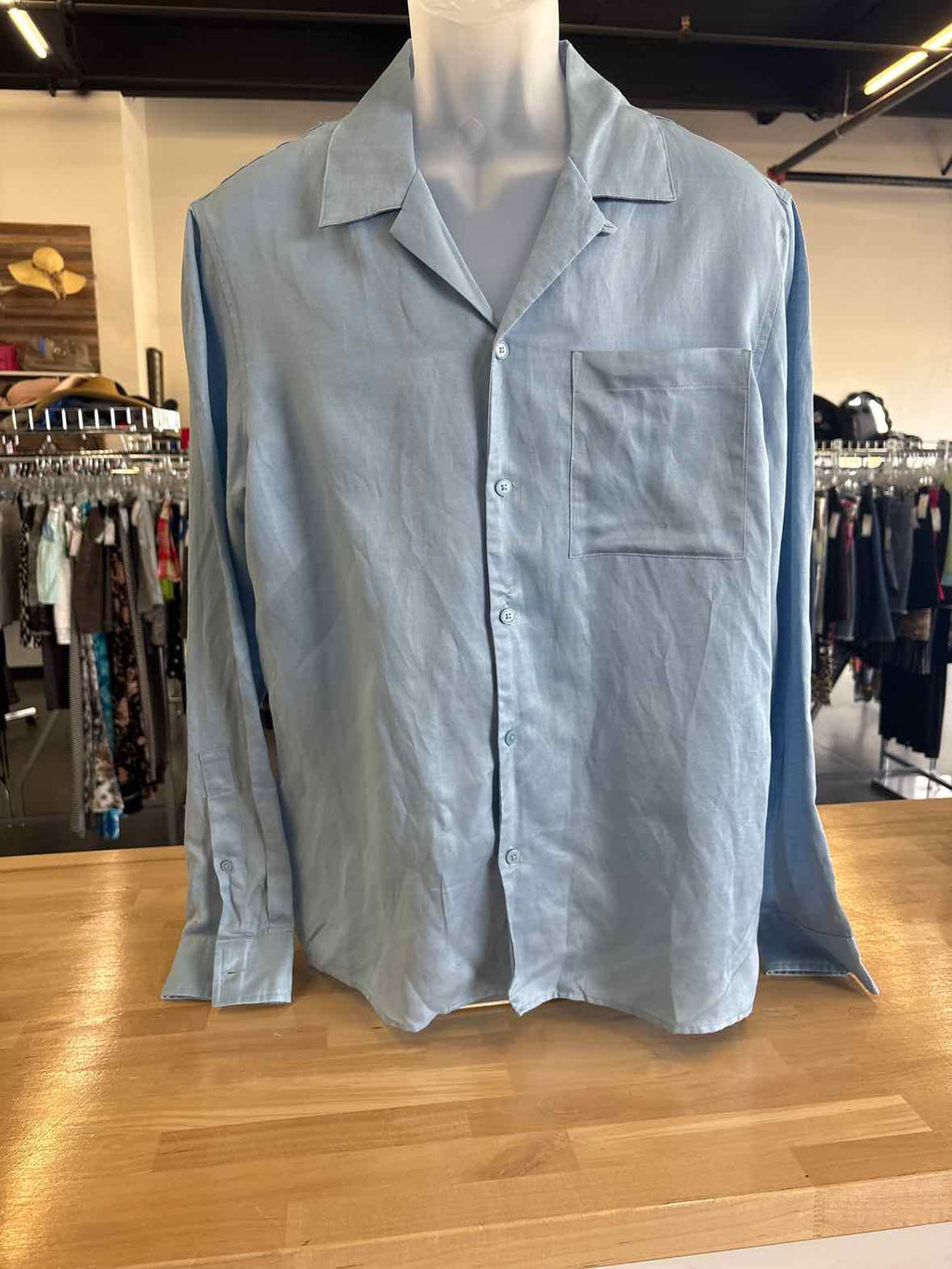 INC Size M Blue MENS Button Down Shirt