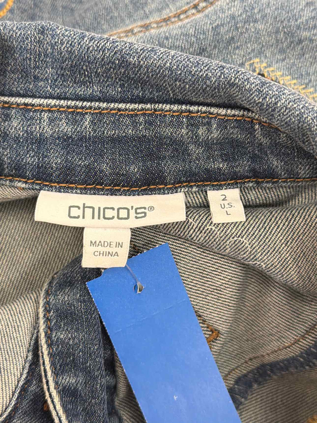 Chico's Size 2 Blue Denim Preloved Jacket