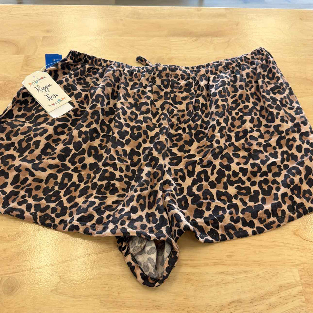 hippie rose Women Size XL Brown New Shorts  Leopard Pull-on Drawstring Shorts