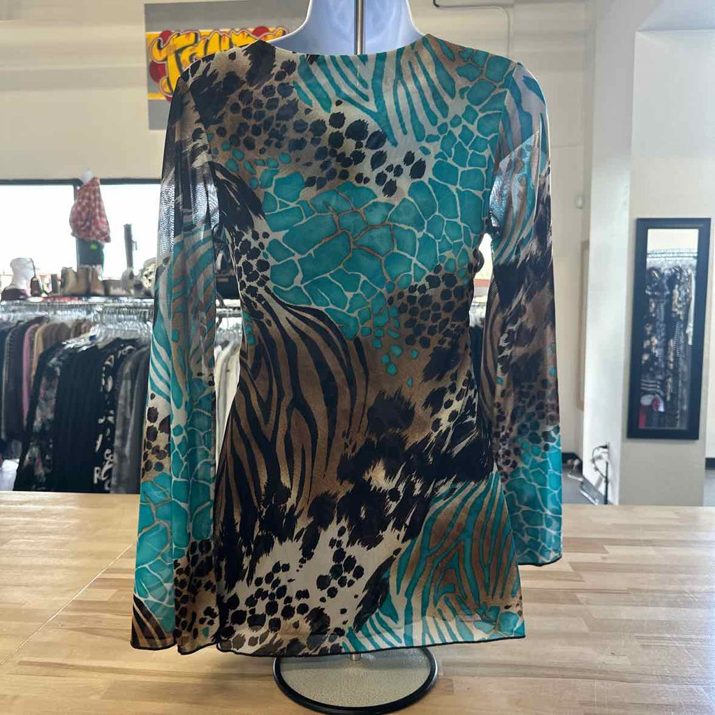 Mesmerize Size S Brown & Blue Blouse
