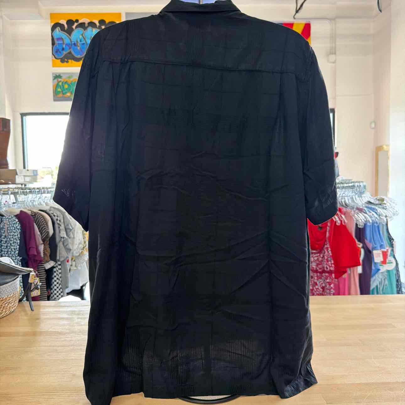 Caribbean Size XXL Black Preloved MENS Short Sleeve Shirt