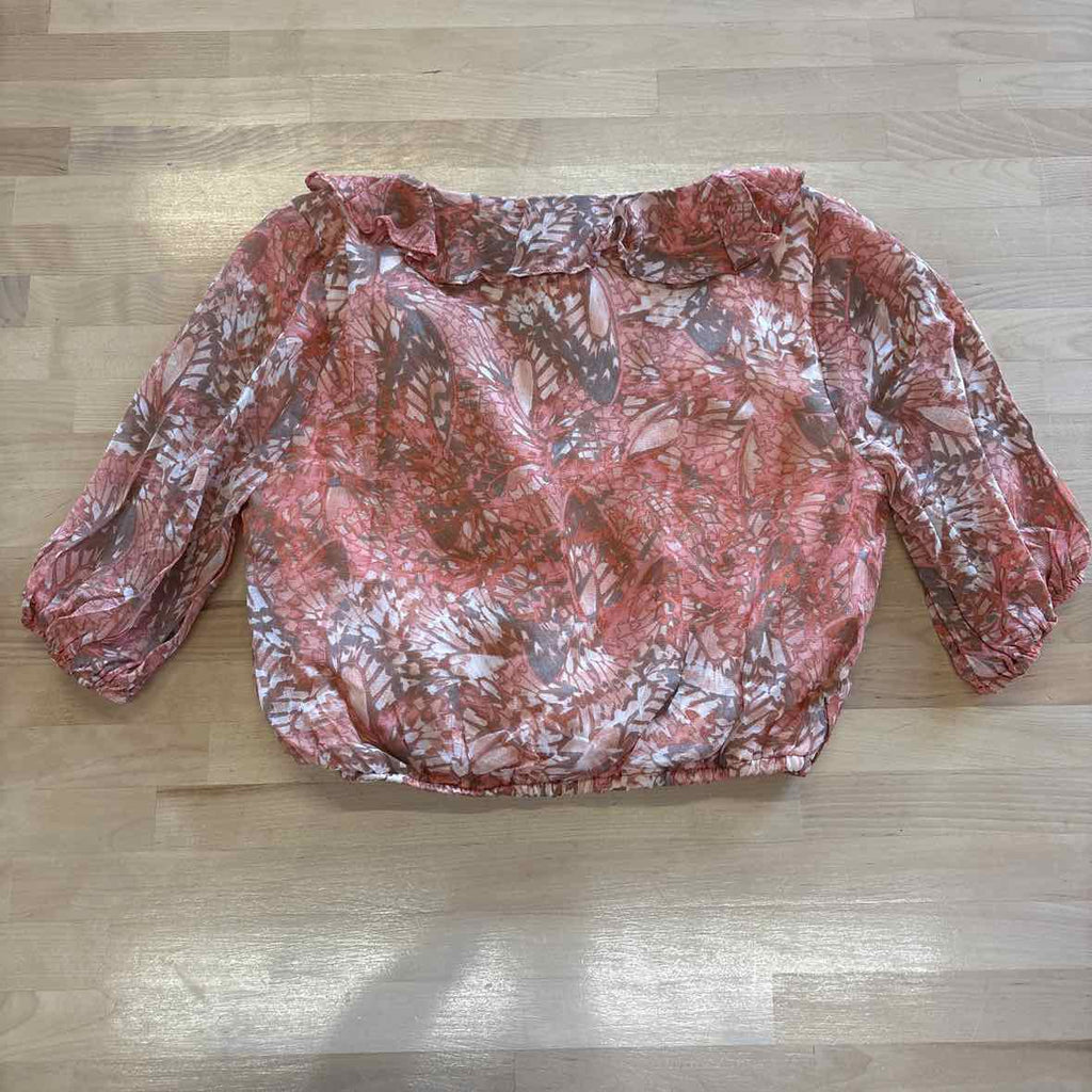 Sage the Label Size XS Peach Print Blouse NWT