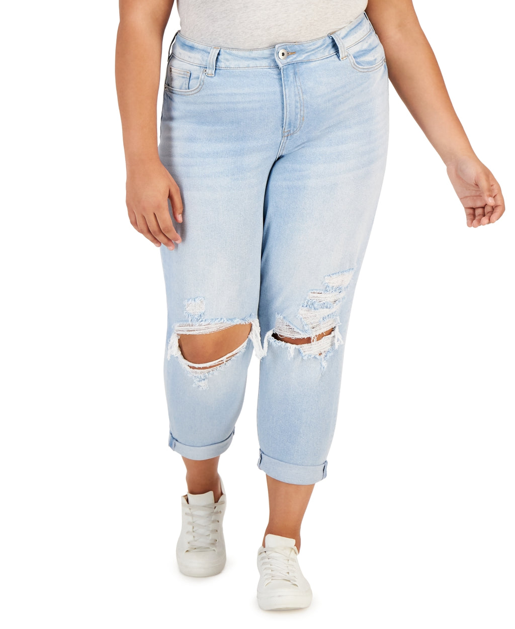 Celebrity pink Size 20 Trendy Plus Size Distressed Girlfriend Jeans - Sink Hole