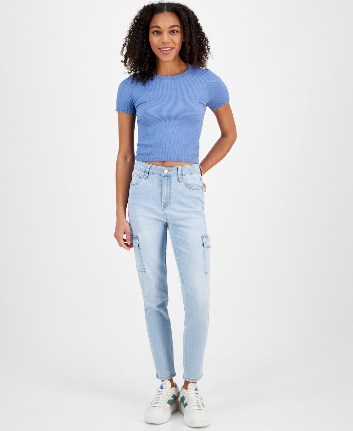 Celebrity Pink Juniors' Mid-Rise Cargo Skinny Jeans - Light Wash - 7