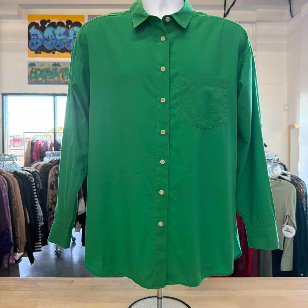 Lands End Size S Green Preloved Button Down Shirt