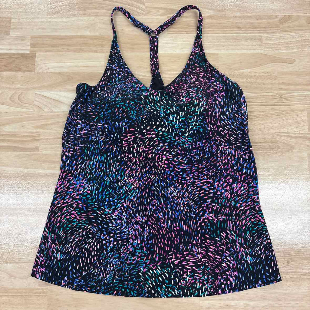 Island Escape Size 14 Black Pink Nylon Spandex New Swimsuit Bottom/Top