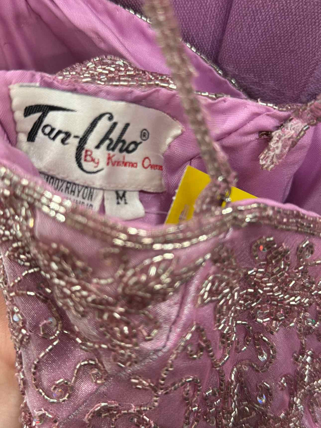 Tan Chho Size M Purple Beaded Dress