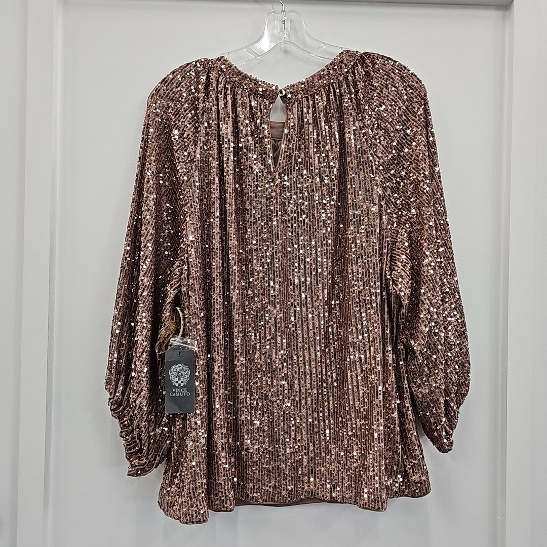 Vince Camuto Size XL Brown Sequined Blouse