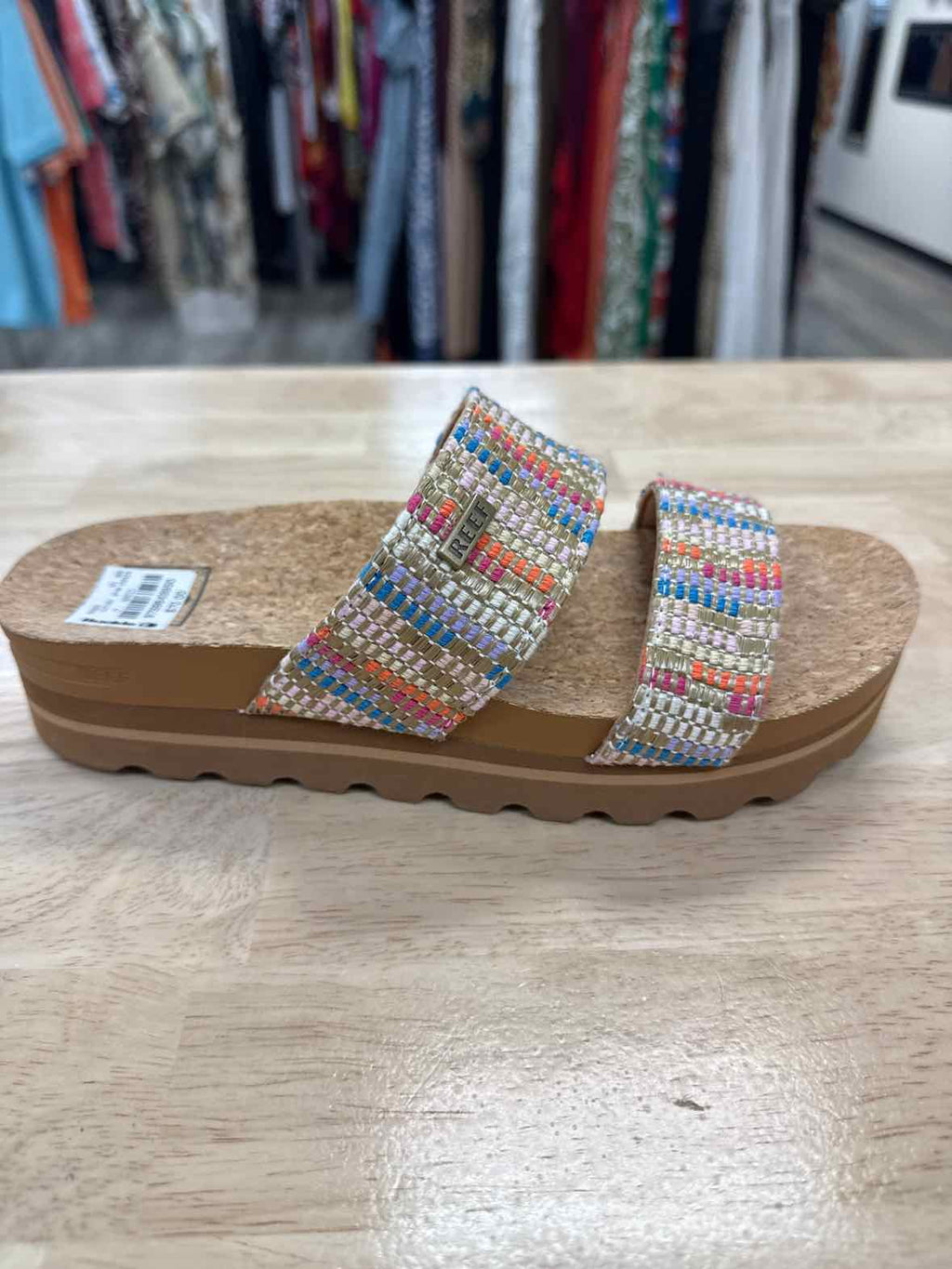 Reef Size 7 Multi Color New Platform Sllide Sandals