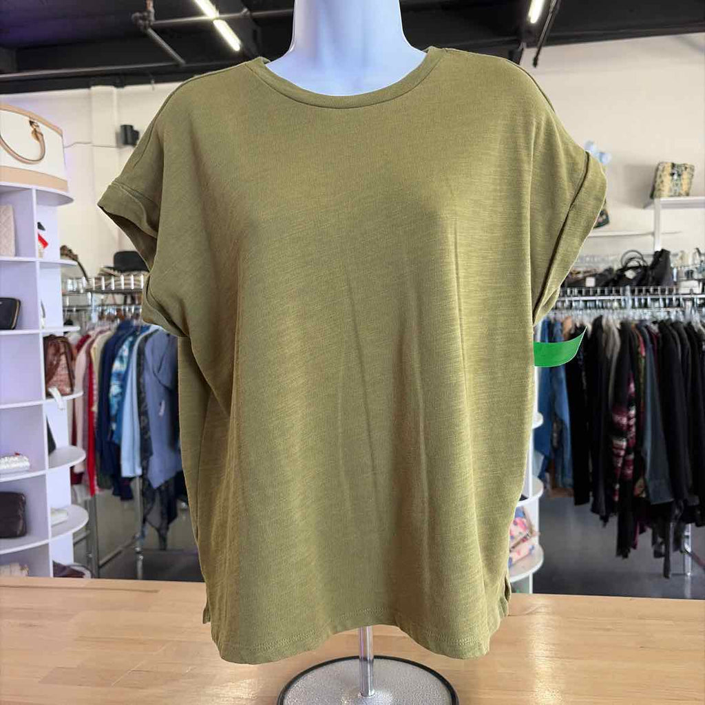 Loft Size XS Green Cotton Polyester Preloved T-Shirt SS