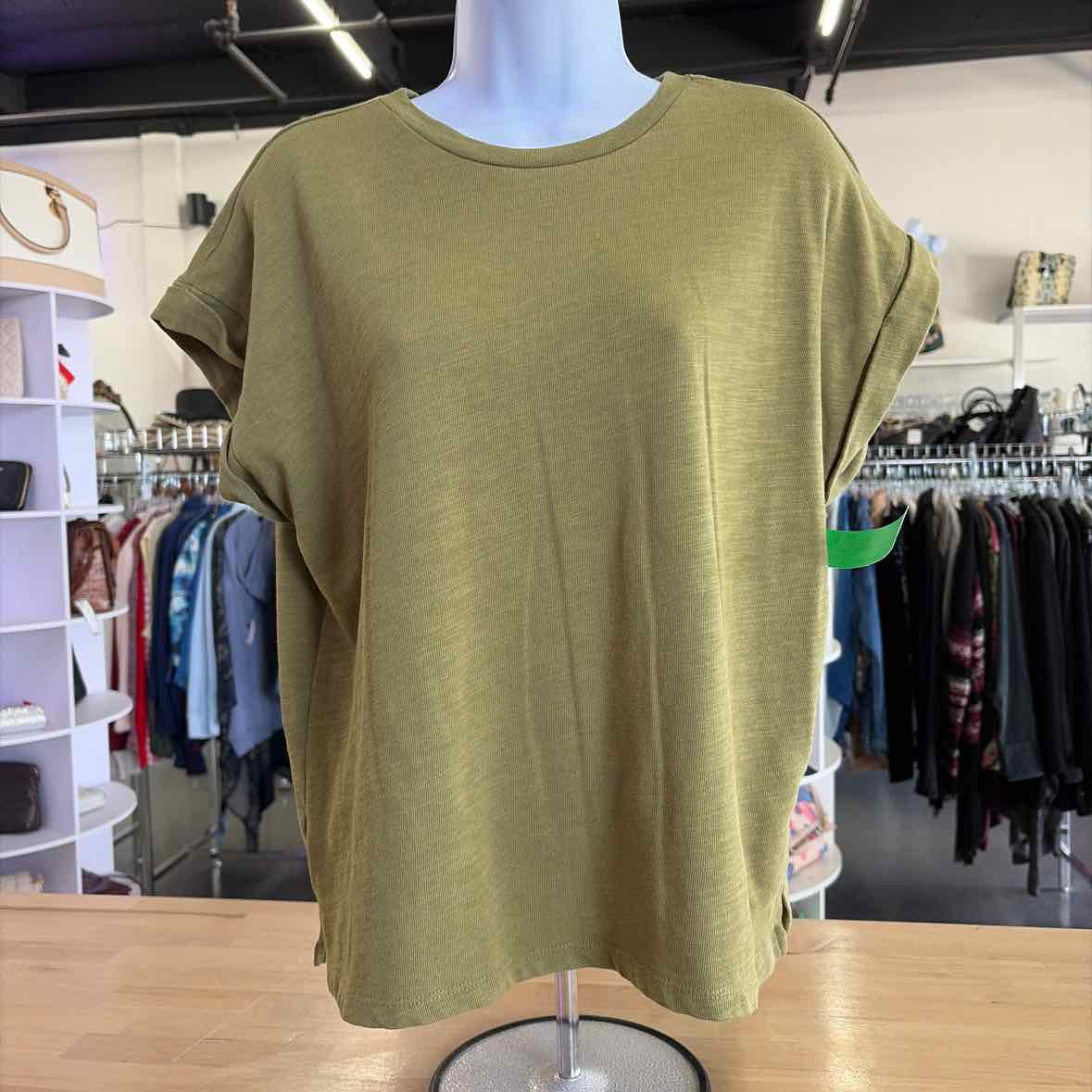 Loft Size XS Green Cotton Polyester Preloved T-Shirt SS