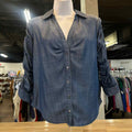 White House Black Market Size 0 Denim Preloved Blouse LS