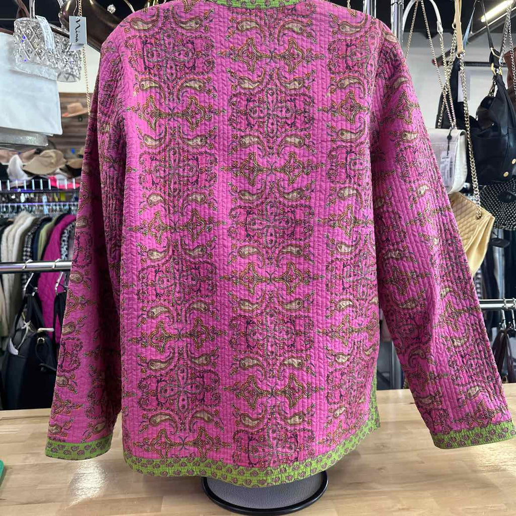 Provence Size M Pink & Green Cardigan