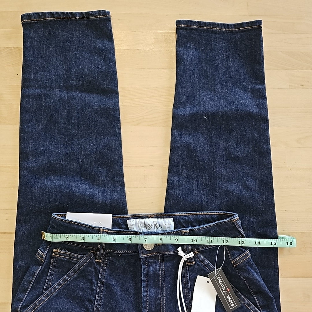 Indigo Rein Juniors' High-Rise Seamed Straight-Leg Jeans