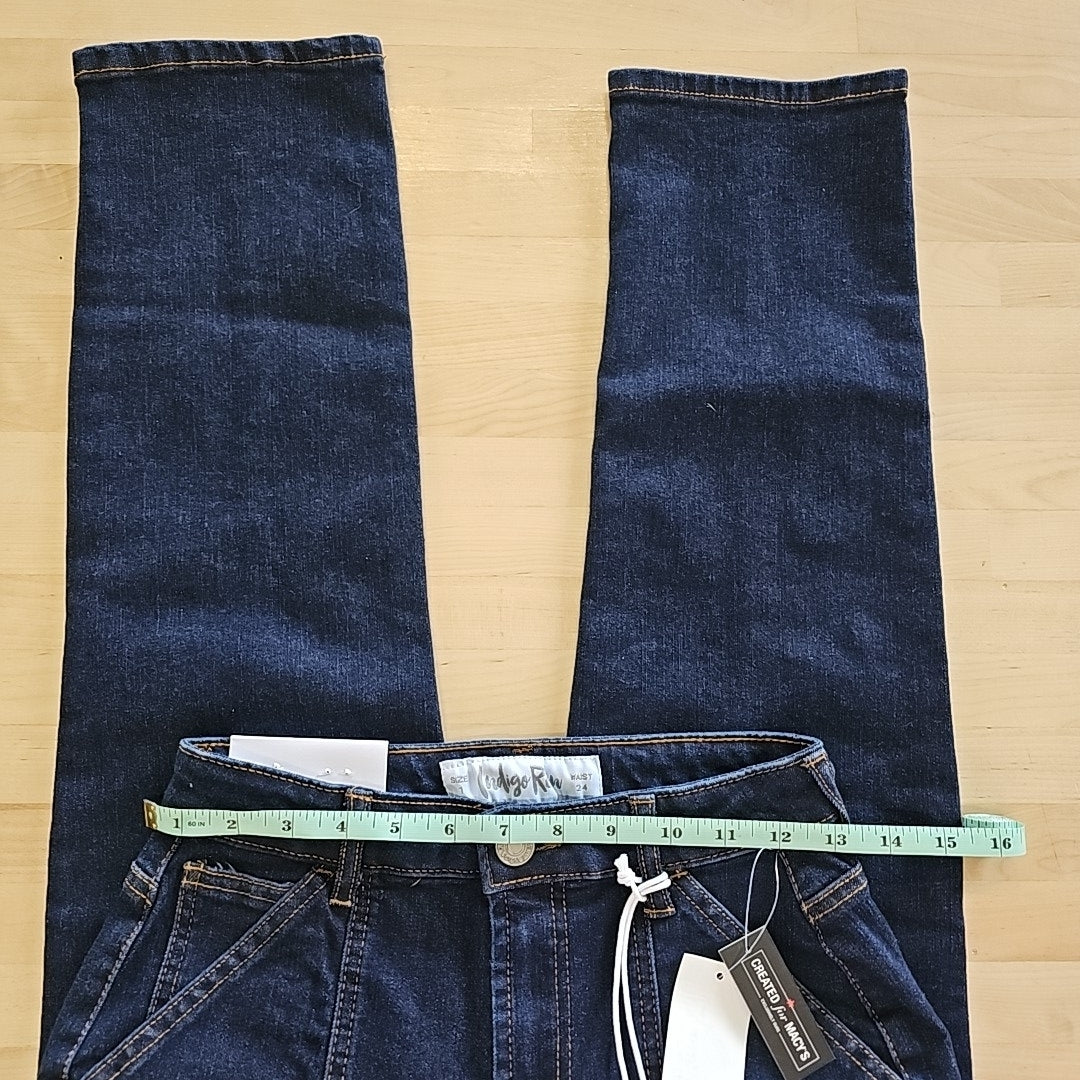 Indigo Rein Juniors' High-Rise Seamed Straight-Leg Jeans