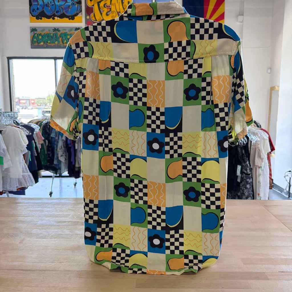RSQ Size XL Green & Beige Preloved MENS Button Down Shirt
