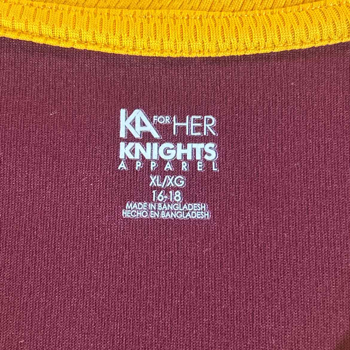 Knights Size XL Maroon Jade Preloved Athletic Tee